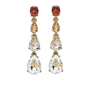 Oscar de la Renta Crystal Gallery Pear Drop Earrings